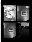 Insurance men planning football game; man by road; Woman re-photographed (4 Negatives (July 9, 1959) [Sleeve 17, Folder c, Box 18]